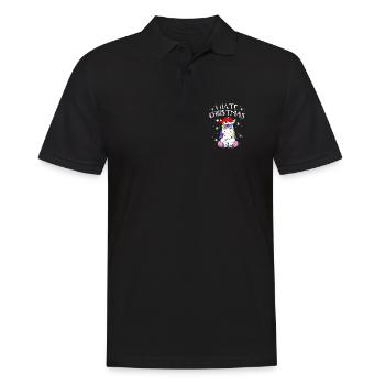 Anti-Christmas Anti-Weihnachten Einhorn Xmas Anti - Männer Poloshirt - Schwarz - Vorne - Kai (181cm)