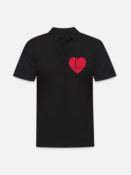 Heartbeat ECG Line Medical Pulse Wave Icon Vector - Men's Polo Shirt - black