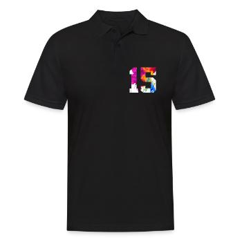 NUMMER 15 JAHRE ALT 15. GEBURTSTAG - Männer Poloshirt - Schwarz - Vorne - Kai (181cm)