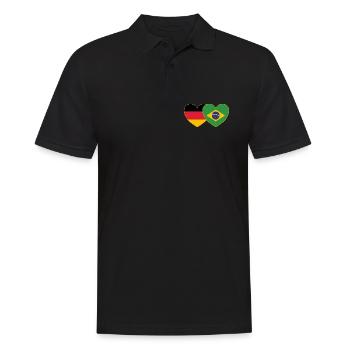 Brasilien Deutschland Flagge Herz - Männer Poloshirt - Schwarz - Vorne - Kai (181cm)