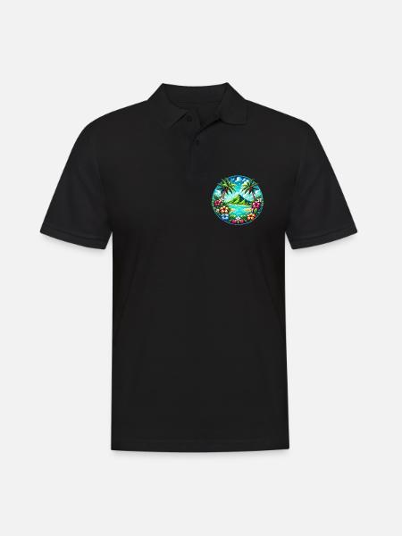 Caribbean Island Logo - Men's Polo Shirt - black