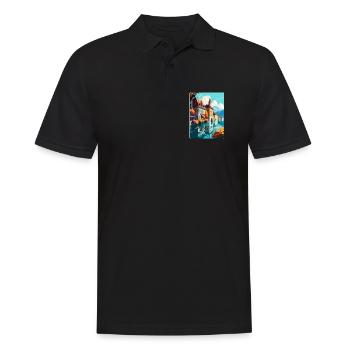 Annecy Frankreich Vintage Reiseposter WPA Souvenir - Männer Poloshirt - Schwarz - Vorne - Kai (181cm)