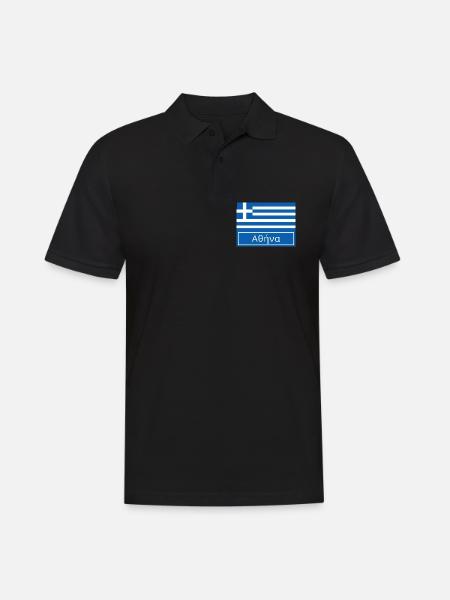 Athens Written in Greek - Men's Polo Shirt - black