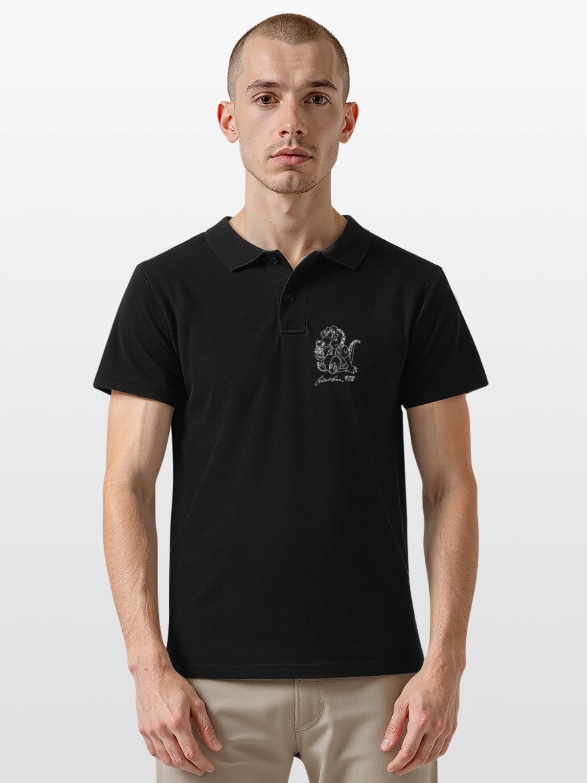 Georges Basic Weiß - Männer Poloshirt - Schwarz - Vorne - Kai (181cm)
