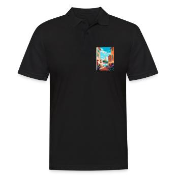St Tropez France Affiche de voyage vintage souvenir - Polo Homme - noir - Devant - Kai (181cm)