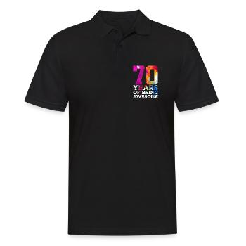 70 YEARS OF BEING AWESOME 70. GEBURTSTAG - Männer Poloshirt - Schwarz - Vorne - Kai (181cm)
