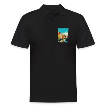 Danzig Polen Vintage Reiseposter WPA Souvenir - Männer Poloshirt - Schwarz - Vorne - Kai (181cm)