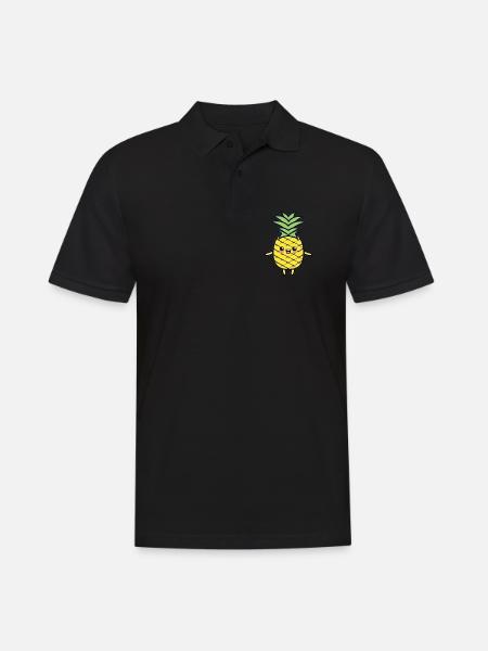 Cheerful Pineapple Cartoon Charm - Men's Polo Shirt - black