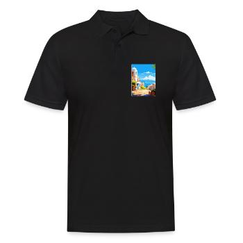 Kos Griechenland Vintage Reise Poster Souvenir Souvenir - Männer Poloshirt - Schwarz - Vorne - Kai (181cm)