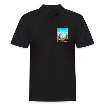 Brussels Belgium Vintage Travel Poster Souvenir - Men's Polo Shirt - black - Front - Kai (181cm)