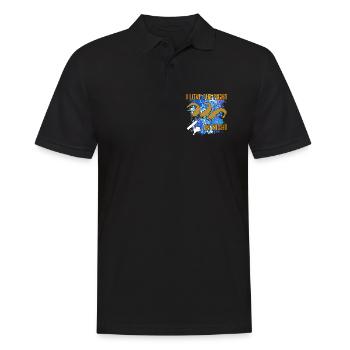 Waller Welssilhouette Angelrute und Farbkleckse - Männer Poloshirt - Schwarz - Vorne - Kai (181cm)