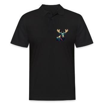 Elch Zeichentrickfigur Buntes Haustier Tier - Männer Poloshirt - Schwarz - Vorne - Kai (181cm)