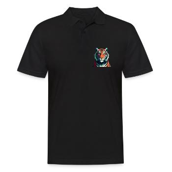 Tiger Cartoon Figur Buntes Haustier Tier - Männer Poloshirt - Schwarz - Vorne - Kai (181cm)