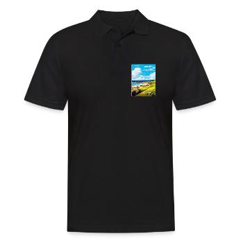 Isle Of Coll Schottland UK Vintage Reiseposter WPA - Männer Poloshirt - Schwarz - Vorne - Kai (181cm)