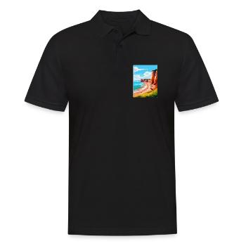 Torquay Cliffs England Uk Vintage Reiseposter - Männer Poloshirt - Schwarz - Vorne - Kai (181cm)