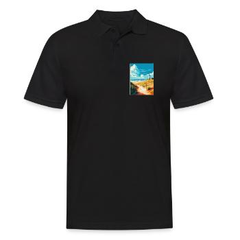 Insel Sylt Deutschland Vintage Reiseplakat Souvenir - Männer Poloshirt - Schwarz - Vorne - Kai (181cm)