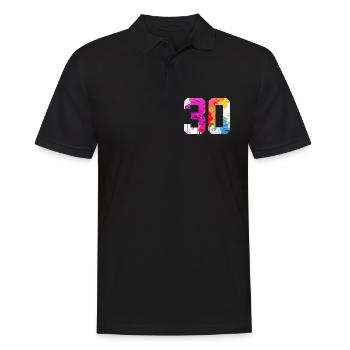 FARBIG NUMMER 30 BUNT 30. GEBURTSTAG - Männer Poloshirt - Schwarz - Vorne - Kai (181cm)