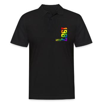 FIERTÉ QUEER IREN-CIEL 39E ANNIVERSAIRE DE L’ENVERGURE LGBTQ 1987 - Polo Homme - noir - Devant - Kai (181cm)