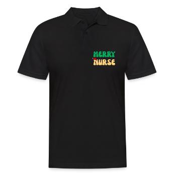 Frohe Nurse Weihnachtspullover Retro Nurse Geschenk - Männer Poloshirt - Schwarz - Vorne - Kai (181cm)