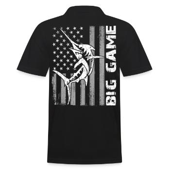 Springender Marlin mit US Flagge Hochseefischen - Männer Poloshirt - Schwarz - Hinten - Kai (181cm)