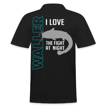 Waller fischen Nachtangeln Angler und Anglerin - Männer Poloshirt - Schwarz - Hinten - Kai (181cm)