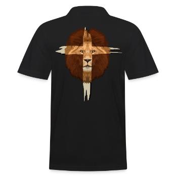Löwe Kreuz Christliches Geschenk - Männer Poloshirt - Schwarz - Hinten - Kai (181cm)