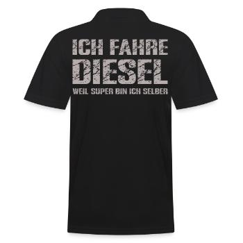 Diesel Fahrer mit Humor und Selbstbewusstsein - Männer Poloshirt - Schwarz - Hinten - Kai (181cm)