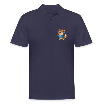 Hund Lustige Zeichentrickfigur Kopfhörer Musik - Männer Poloshirt - Navy - Vorne - Kai (181cm)