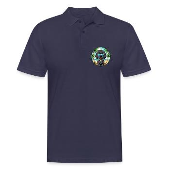 Schwarze russische Terrier Hunderasse Cartoon Sonnenbrille - Männer Poloshirt - Navy - Vorne - Kai (181cm)