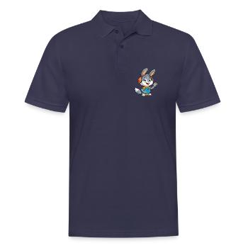 Kaninchen Lustige Cartoon Figur Kopfhörer Musik - Männer Poloshirt - Navy - Vorne - Kai (181cm)