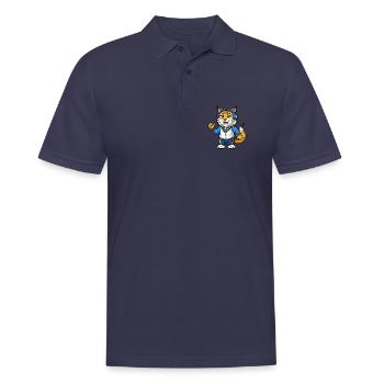 Luchs Lustige Zeichentrickfigur Kopfhörermusik - Männer Poloshirt - Navy - Vorne - Kai (181cm)
