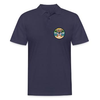 Cao De Seo Miguel Hunderasse Cartoon Strand - Männer Poloshirt - Navy - Vorne - Kai (181cm)