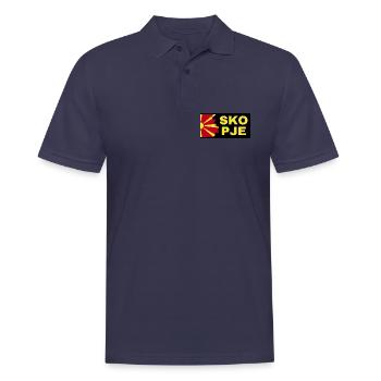 Skopje City with North Macedonia Flag Design - Men's Polo Shirt - navy - Front - Kai (181cm)
