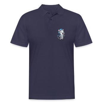 Zebra Lustige Zeichentrickfigur Kopfhörer Musik - Männer Poloshirt - Navy - Vorne - Kai (181cm)