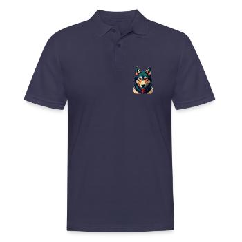 Wolf Cartoon Figur Buntes Haustier Tier - Männer Poloshirt - Navy - Vorne - Kai (181cm)