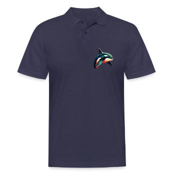 Orca Zeichentrickfigur Buntes Haustier Tier - Männer Poloshirt - Navy - Vorne - Kai (181cm)