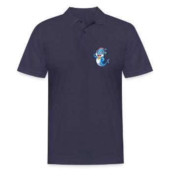 Dolphin Funny Cartoon Character Headphone Music - Men's Polo Shirt - navy - Front - Kai (181cm)