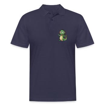 Anaconda Lustige Cartoon Figur Kopfhörer Musik - Männer Poloshirt - Navy - Vorne - Kai (181cm)