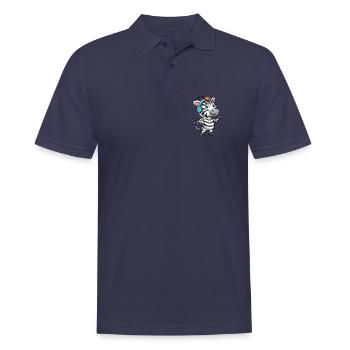 Zebra Lustige Zeichentrickfigur Kopfhörer Musik - Männer Poloshirt - Navy - Vorne - Kai (181cm)