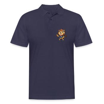 Löwe Lustige Zeichentrickfigur Kopfhörer Musik - Männer Poloshirt - Navy - Vorne - Kai (181cm)
