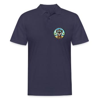 Chien d’arrêt allemand à poil dur race dessin animé plage - Polo Homme - bleu marine - Devant - Kai (181cm)