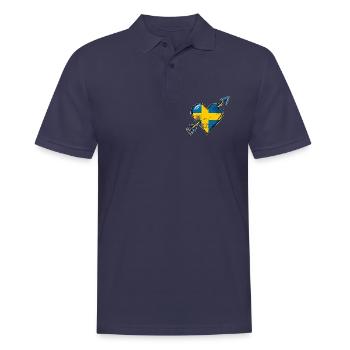 Schweden Flagge Herz mit Pfeil used look - Männer Poloshirt - Navy - Vorne - Kai (181cm)