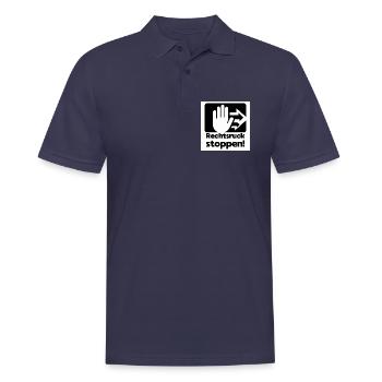 Rechtsruck stoppen Handzeichen - Männer Poloshirt - Navy - Vorne - Kai (181cm)