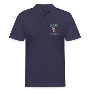 Dobermann Walla genau so und noch doller - Männer Poloshirt - Navy - Vorne - Kai (181cm)