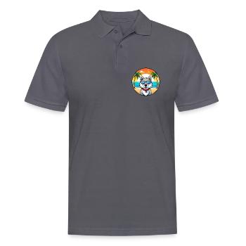 Canadian Labrador Husky Dog Breed Cartoon Beach - Men's Polo Shirt - charcoal grey - Front - Nico (186cm)