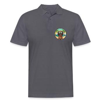 Deutsch Langhaar Vorstehhund Rasse Cartoon Strand - Männer Poloshirt - Anthrazit - Vorne - Nico (186cm)