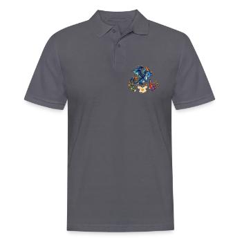 Blauer Drache hängt bunte Wäsche auf - Männer Poloshirt - Anthrazit - Vorne - Nico (186cm)