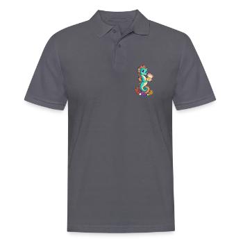Kleiner Seepferddrache mit goldenem Muschelkompass - Männer Poloshirt - Anthrazit - Vorne - Nico (186cm)