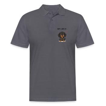 Süßer Dackel, Geburtstags-Welpenkarte & Tee - Männer Poloshirt - Anthrazit - Vorne - Nico (186cm)