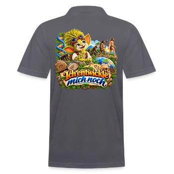 Wenuma Ich entwickle mich noch - Männer Poloshirt - Anthrazit - Hinten - Nico (186cm)